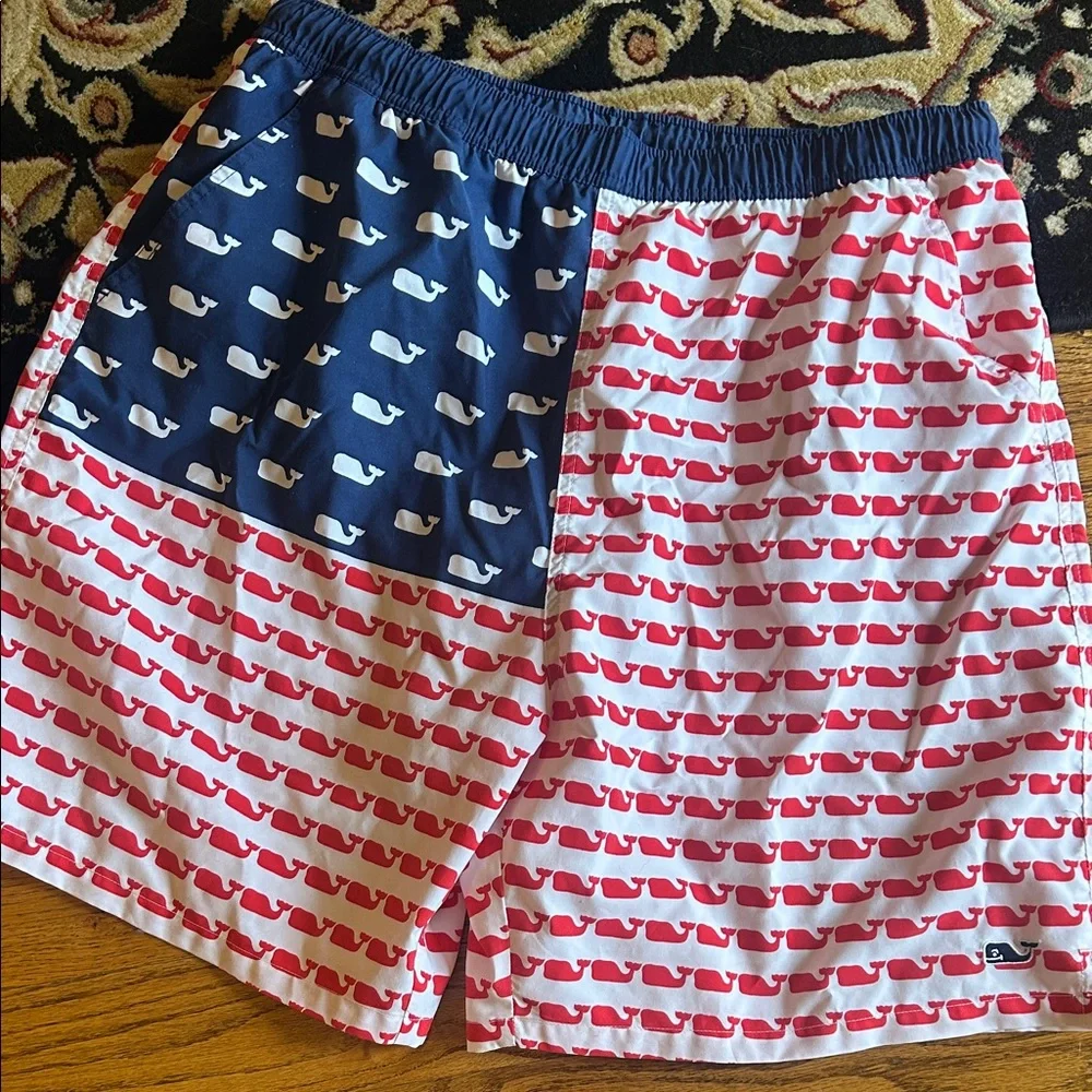 Vineyard Vines Patriotic Whale Swim Trunks - Picture 1 of 5